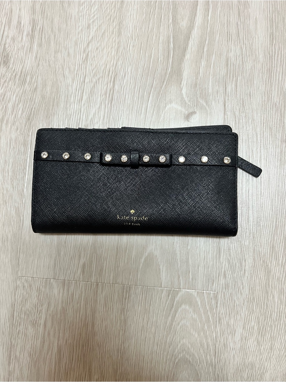 Kate Spade New York Black Bow Crystal Continental Wallet